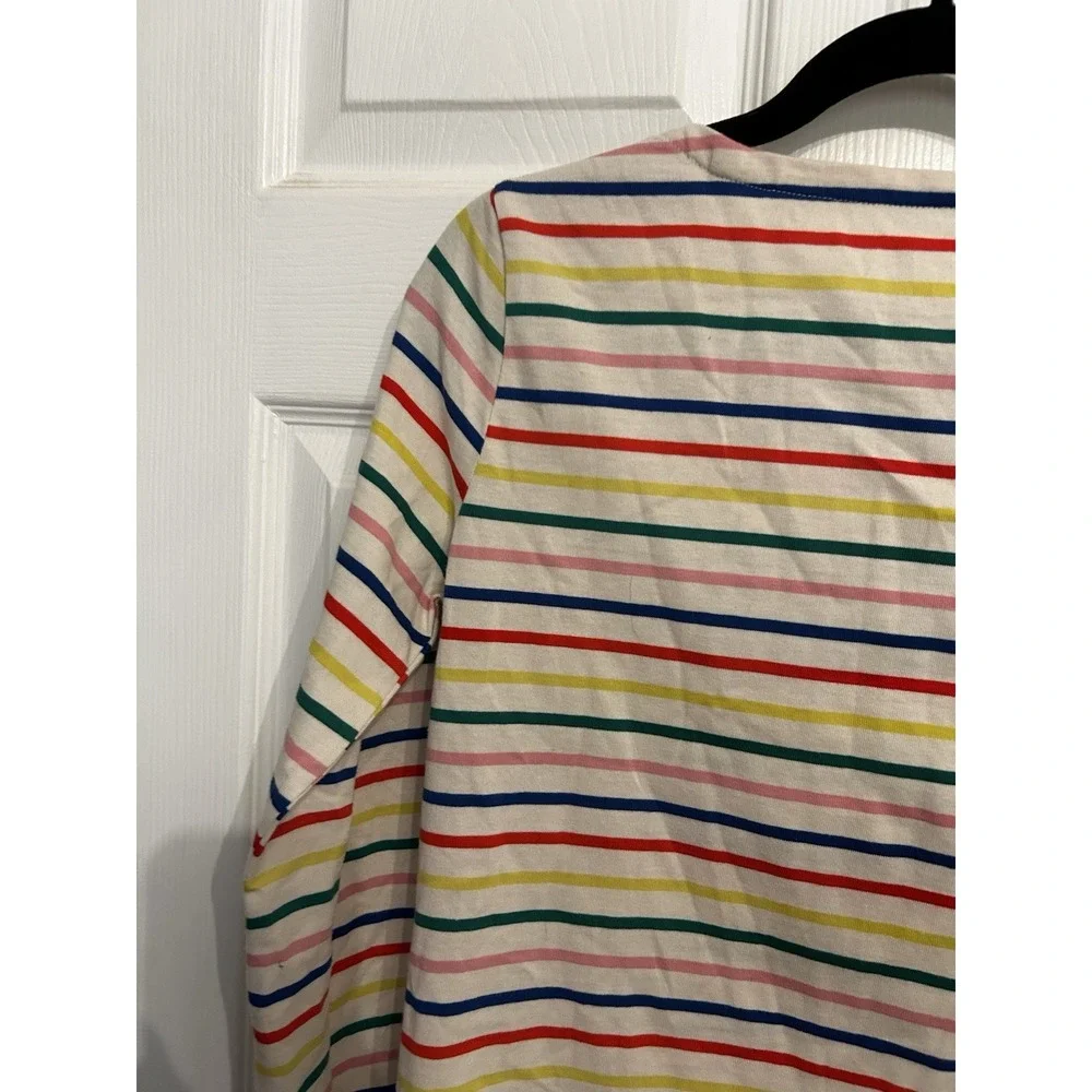 NWT‎ Boden Girls 15-16 y Shirt Striped Long Sleeve Boat Neck Top Rainbow Cotton